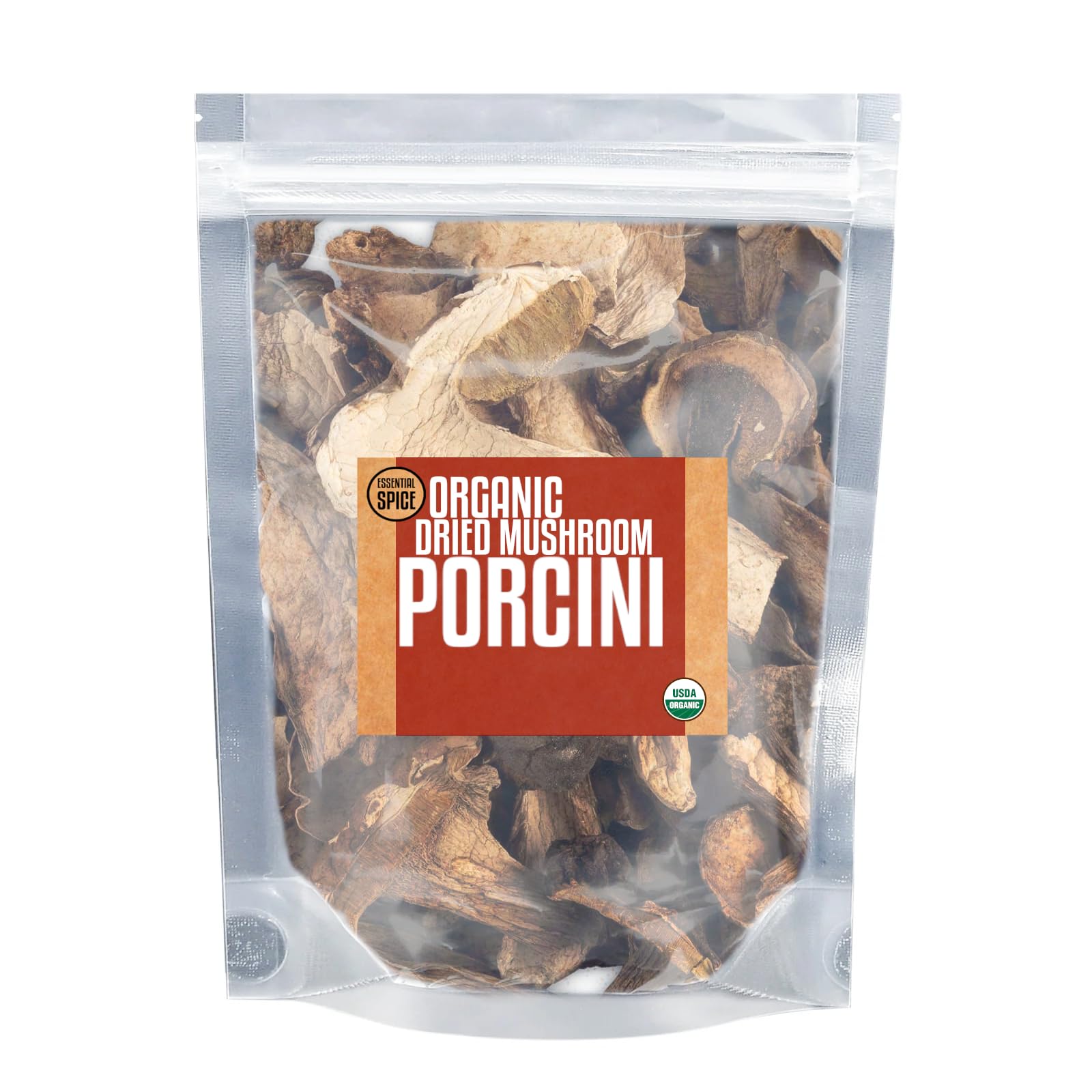 Essential Spice Dried Organic Porcini Mushrooms - Rich Umami Flavor & Meaty Texture - Ideal for Risottos, Sauces, Stews & Broths - Wild-Harvested