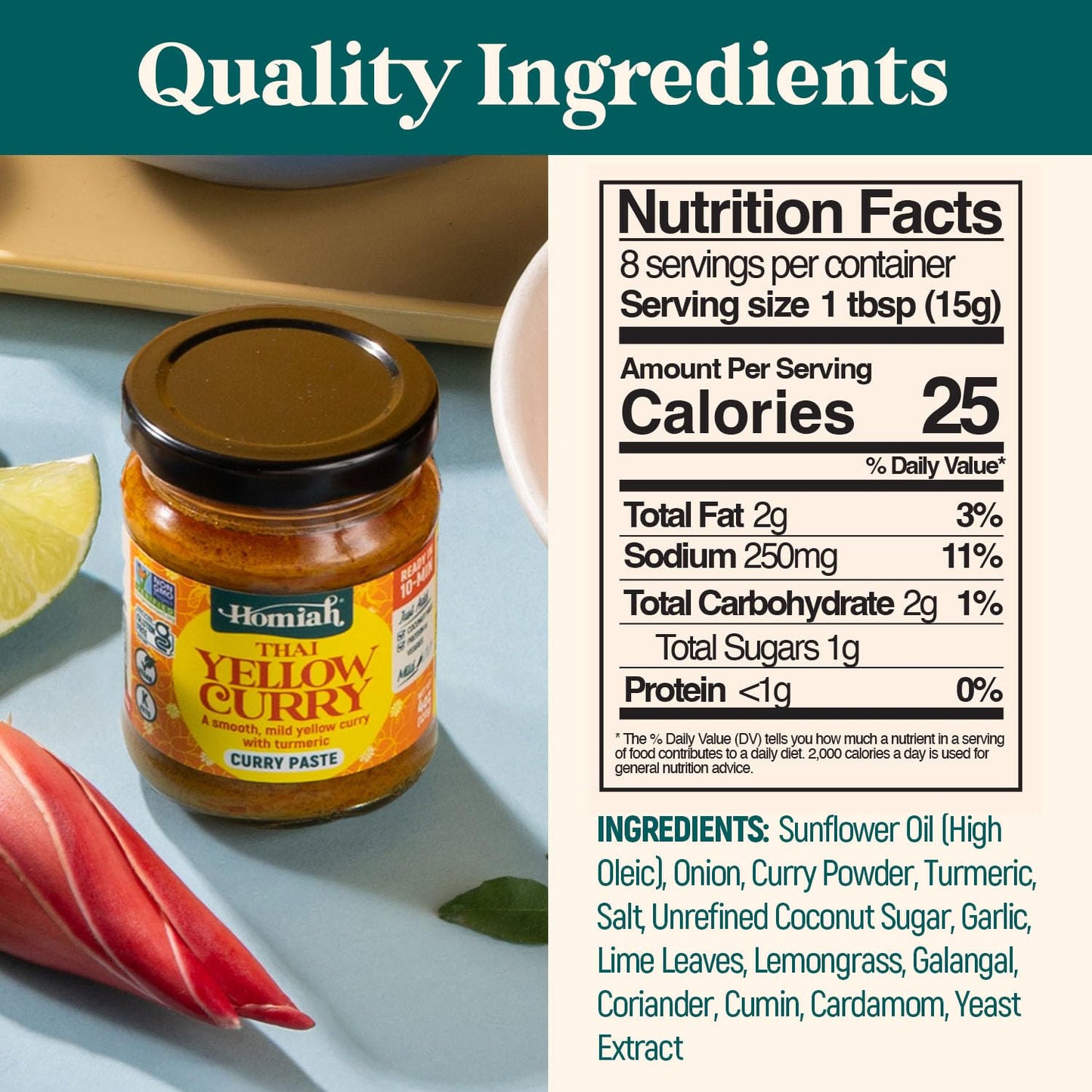 Homiah Yellow Curry Paste, 4 Oz - Vegan, Gluten-Free, Non-GMO Thai Paste with Turmeric, Thai Essentials for Kitchen - Premium Mild Yellow Paste