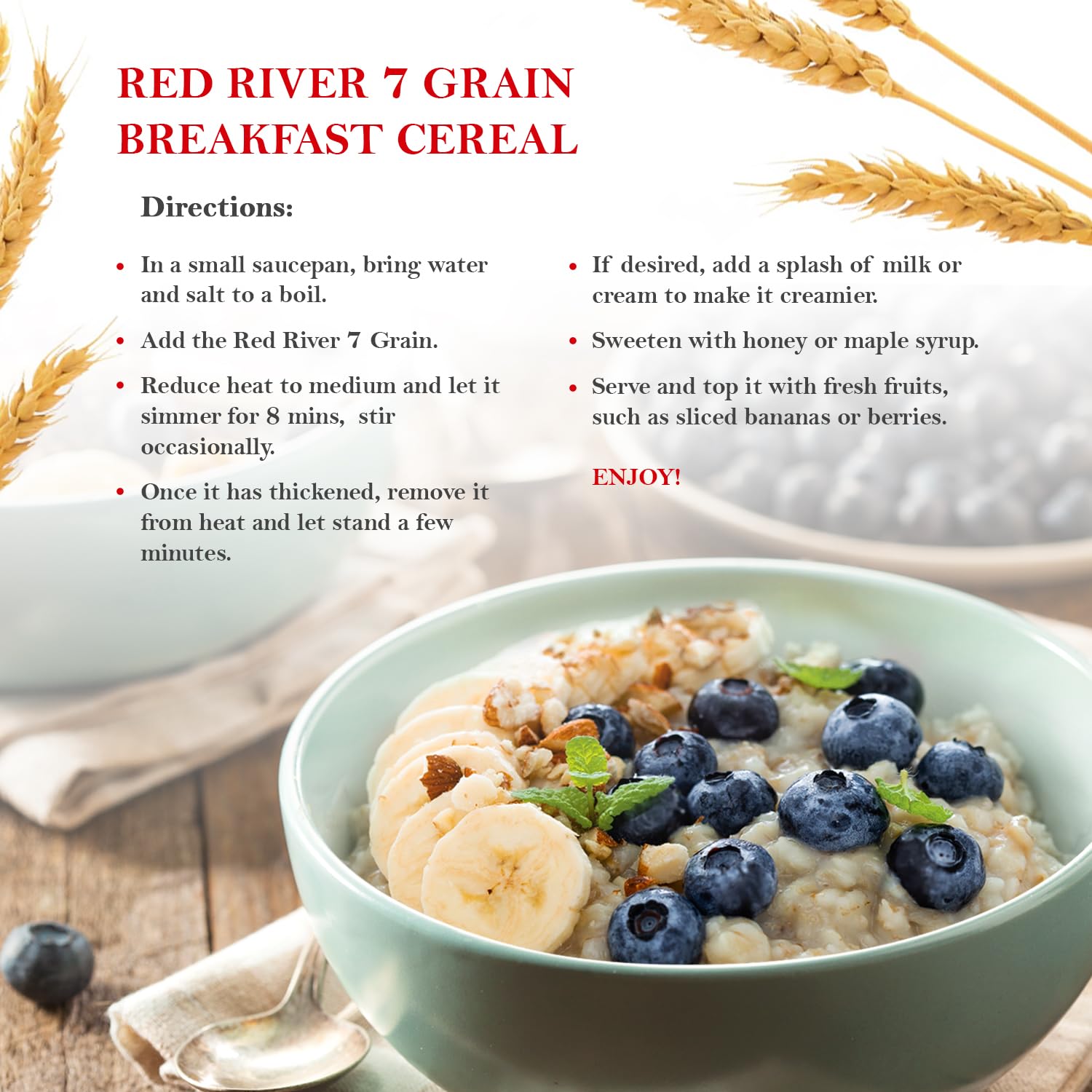 Red River Cereal 7 Grain Hot Cereal, Multigrain, High Fiber, 685g 1-Pack