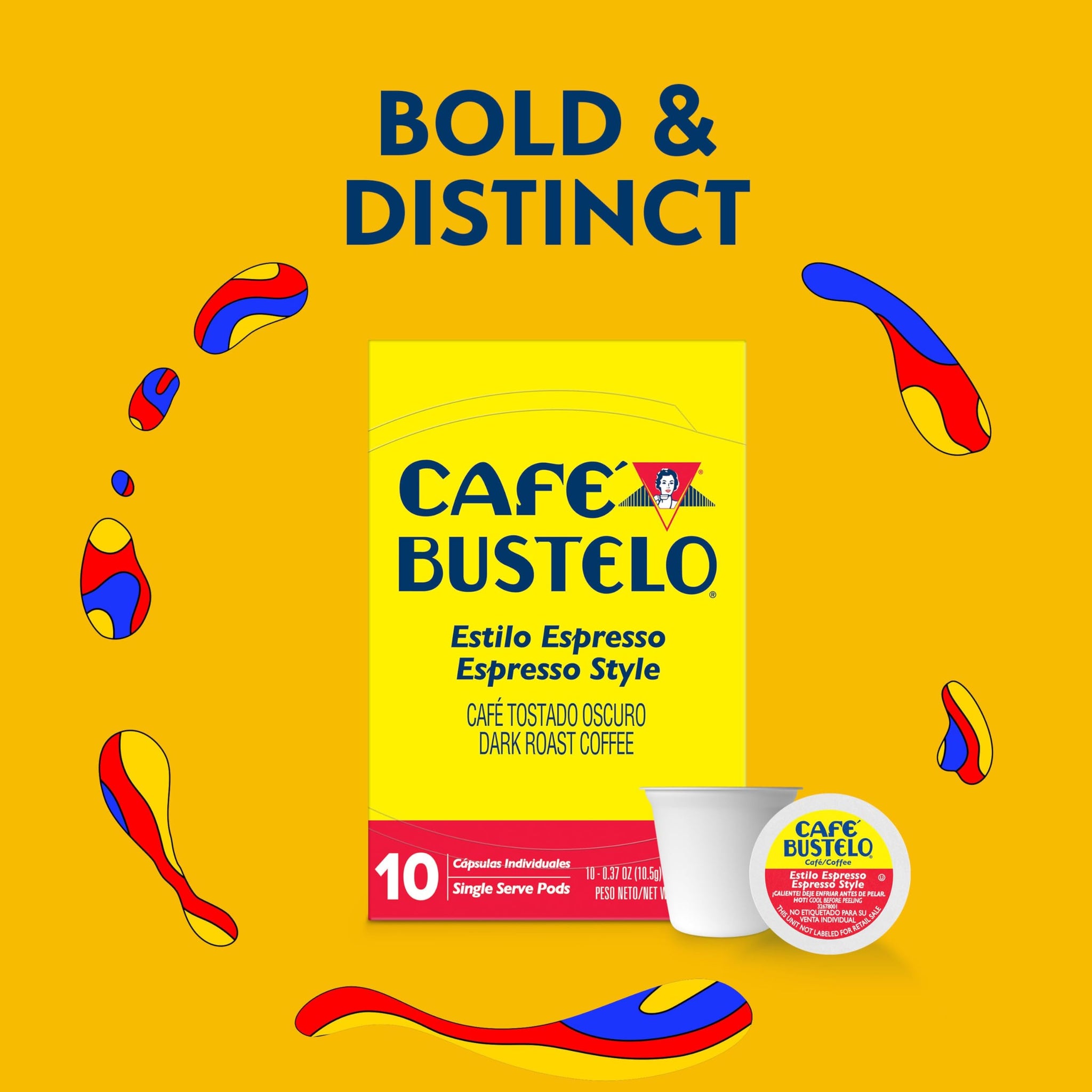 Café Bustelo Espresso Style Dark Roast, Single Serve Coffee Pods, 10 Count (Pack of 1)