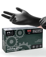 PACIFIC PPE 6-mil Heavy Duty Black Nitrile Gloves, Chemical Resistant, Food Safe, Latex Free Disposable Gloves for Mechanic, Cooking, and Cleaning