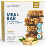WonderSlim Meal Replacement Protein Bar, Peanut, 15g Protein, 20 Vitamins & Minerals, Gluten Free (7ct)