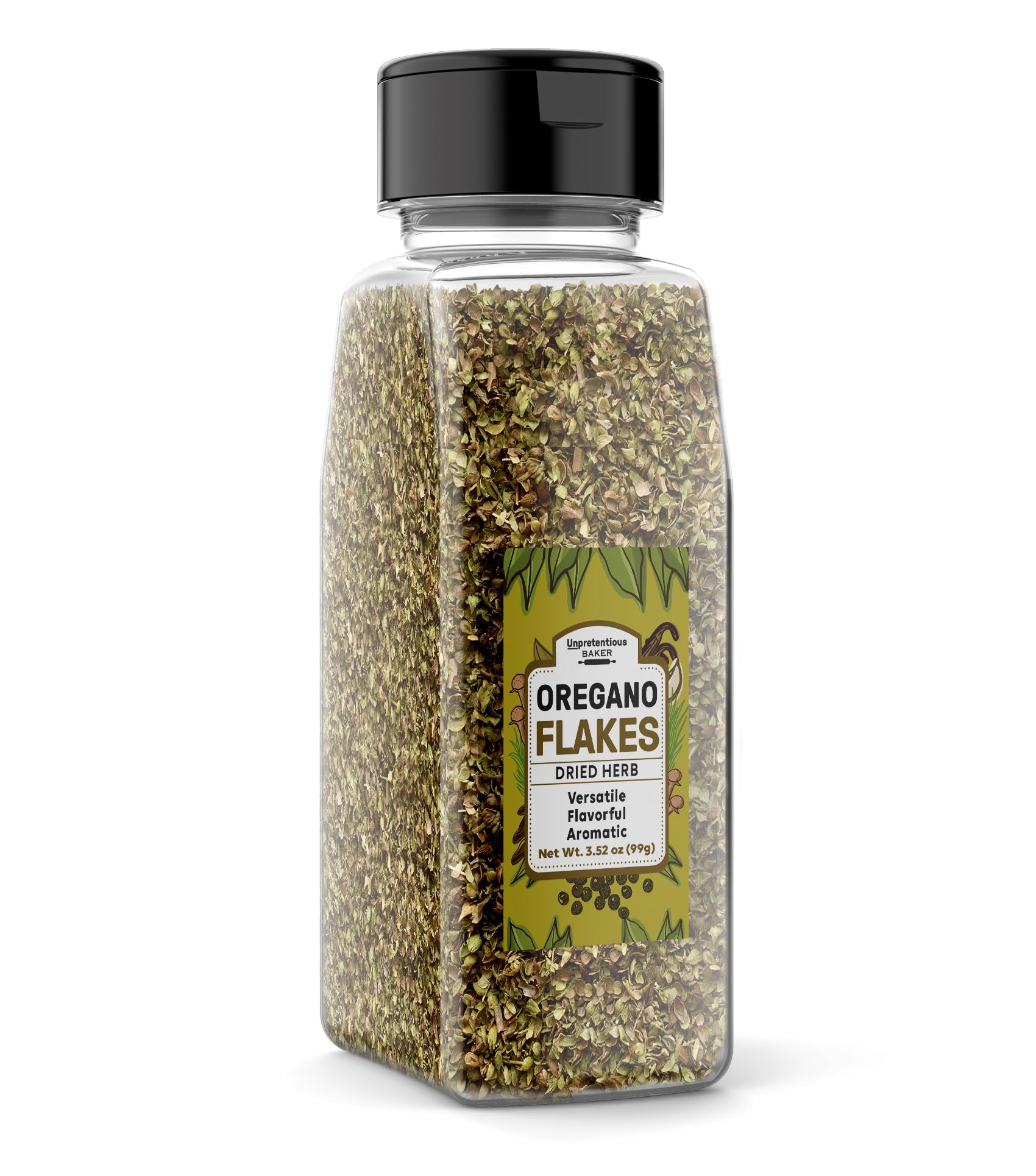 Unpretentious Oregano Flakes, 3.5 oz, Rich Flavor, Versatile Herb, Convenient Container