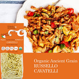 3 PACKS ORGANIC ITALIAN DURUM WHEAT CAVATELLI PASTA - Sicilian Ancient Grain Russello Vegan Crafted in Italy. LOW-GLUTEN INDEX. Has 6X More Fiber