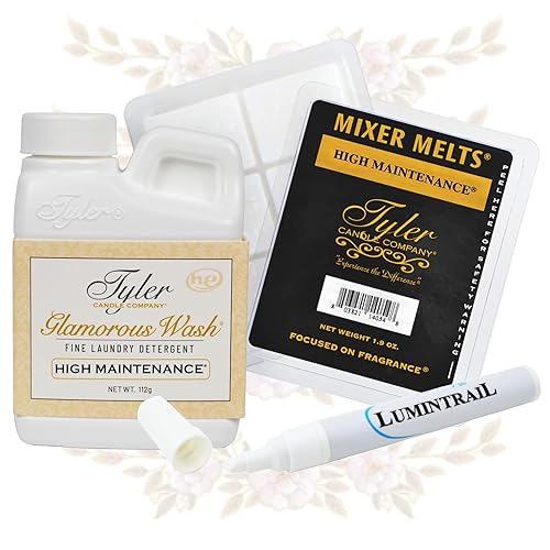 Tyler Diva Glamorous Wash Laundry Detergent (4 oz.) Bundle with Tyler Diva Mixer Melts and Lumintrail Stain Remover Pen - Perfect Diva Gift Pack