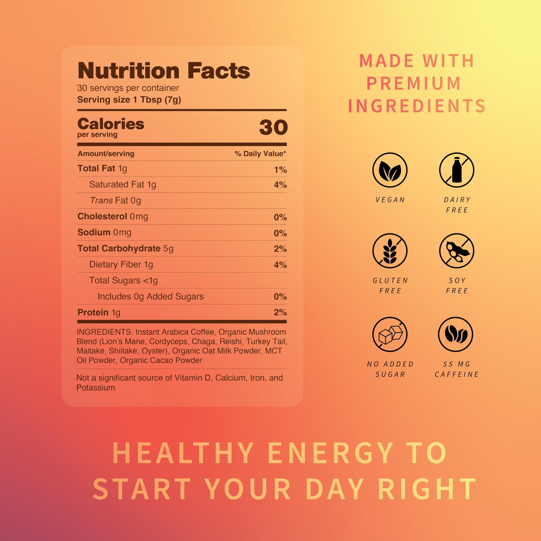 Dawnimate Mushroom Coffee - Tastes Like Coffee, Not Too Earthy & Still Healthy - Organic Power 8 Mushroom Blend - Including Lion’s Mane, Cordyceps