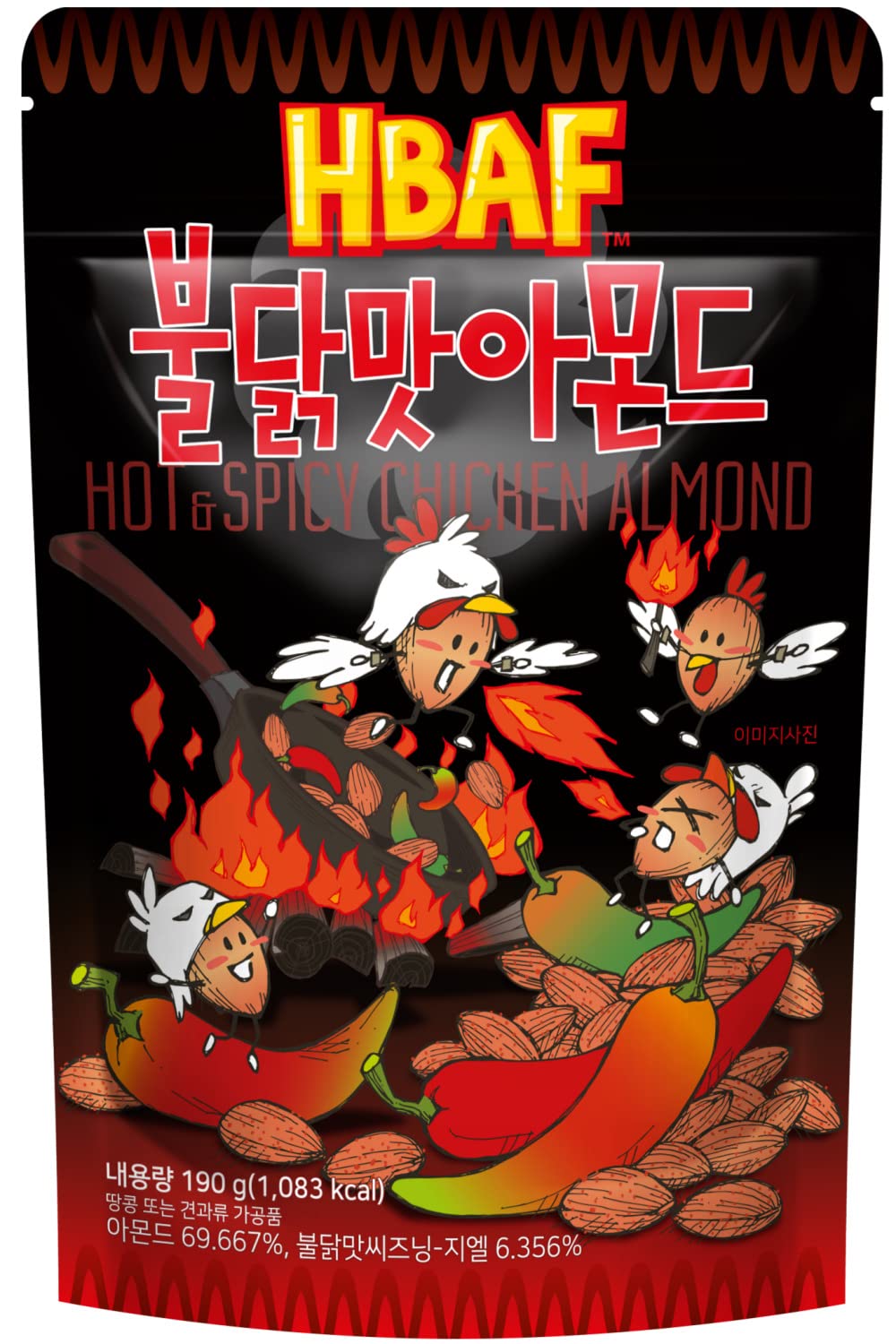 Gilim HBAF Korean Seasoned Almonds Hot & Spicy (1 x 210 gram pack)