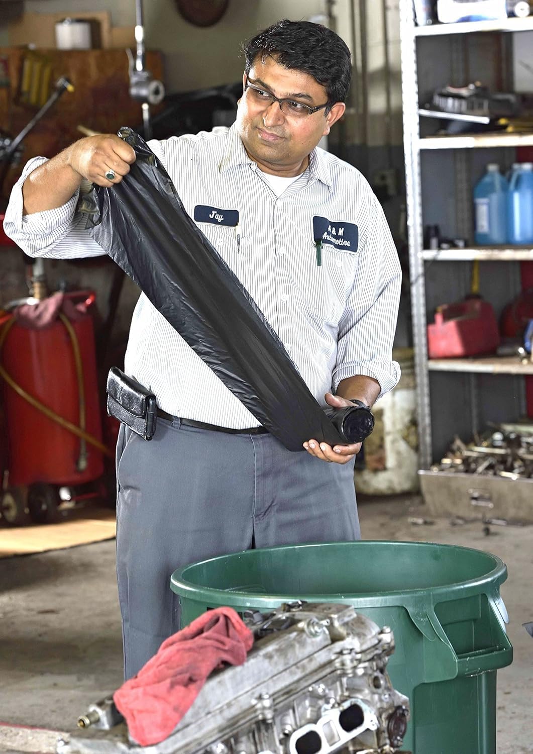 Aluf Plastics 56 Gallon 2.0 MIL (equivalent) Black Heavy Duty Trash Bags With BioFlex Technology - 43" x 46" - Pack of 100 - For Recycling, Kitchen