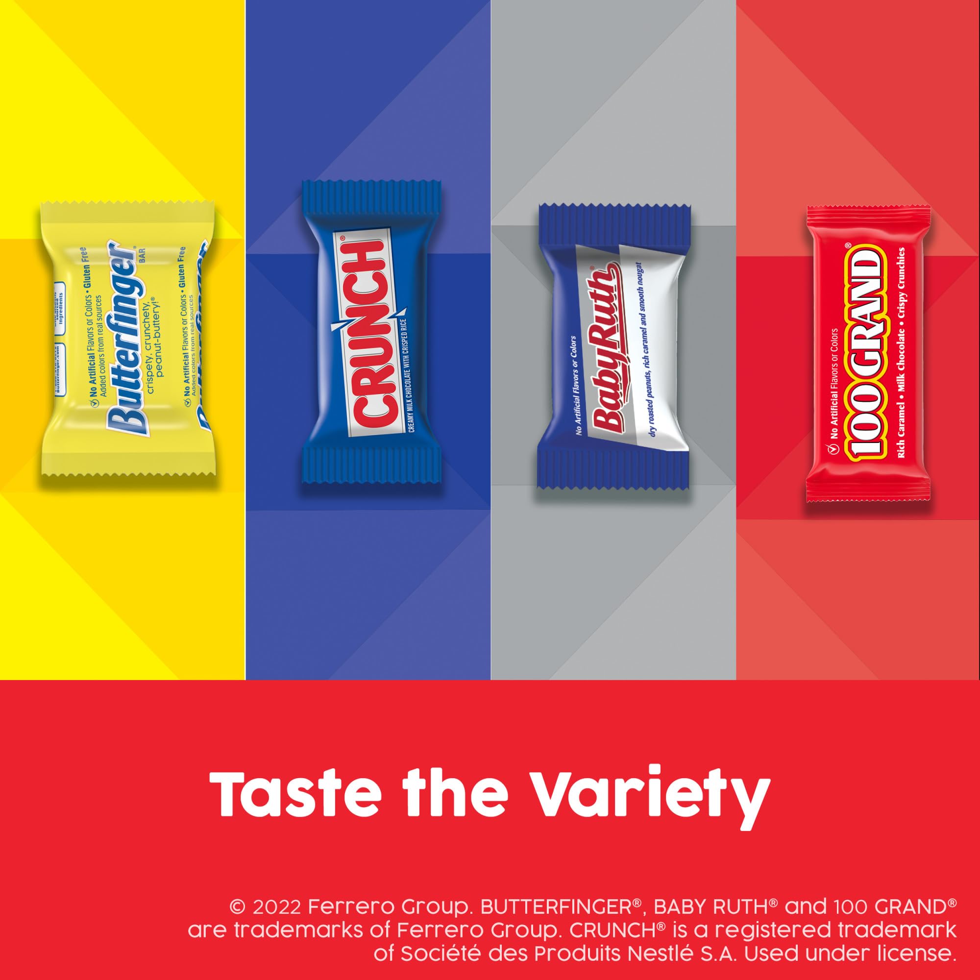 Butterfinger, CRUNCH, Baby Ruth, 100 Grand Fun Size, Assorted Candy Bars, Great for Sharing, Bulk 80 Count Pack, 32.1 oz