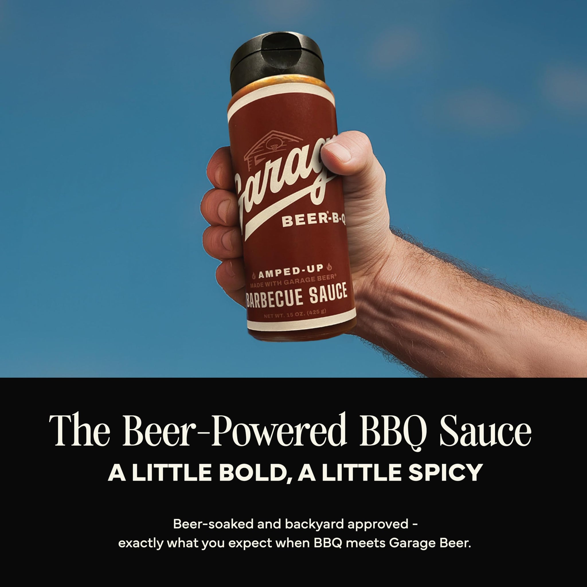 Rufus Teague Official Garage Beer BBQ Sauce Gift, Amped-Up, 15.2oz, 1-Pack