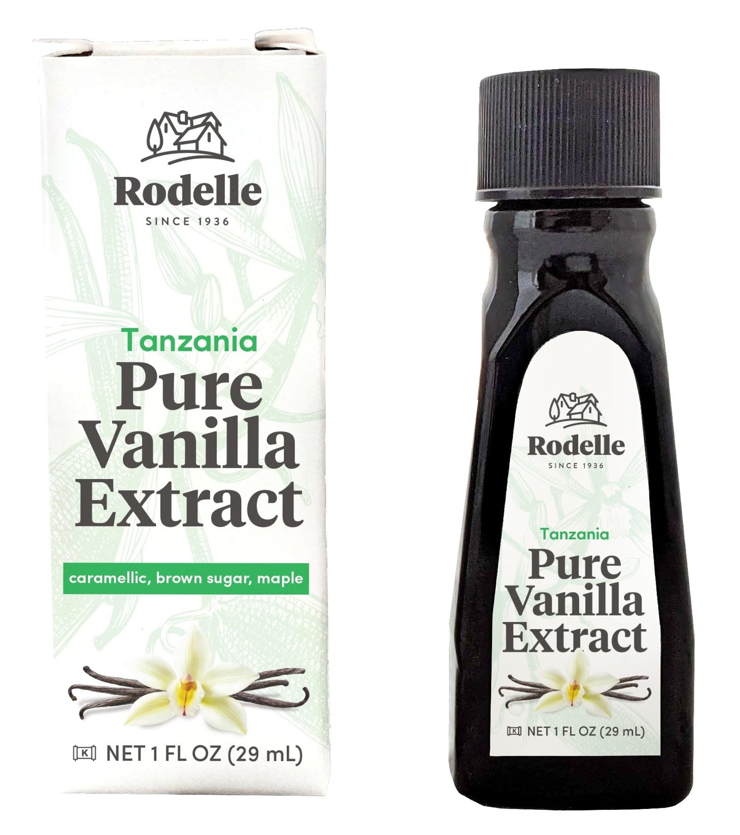 Rodelle Tanzania Single Origin Pure Vanilla Extract Gluten Free Made in USA, 1 Ounce