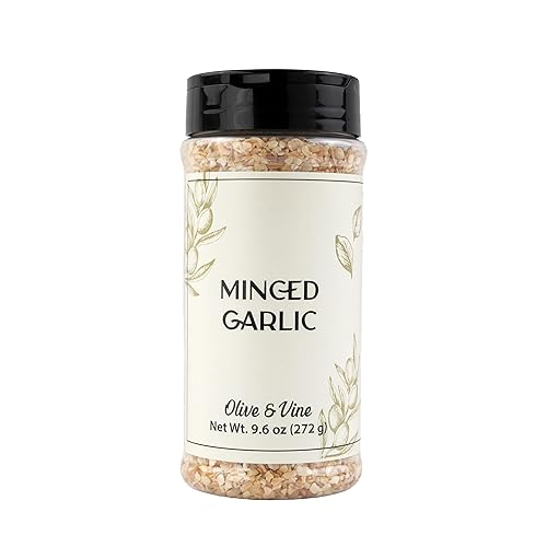 Olive & Vine Minced Dried Garlic, Bold Flavor, For Sauces & Marinades, Rich Tradition, Authentic Taste, For Global Recipes (9.6 Ounce)