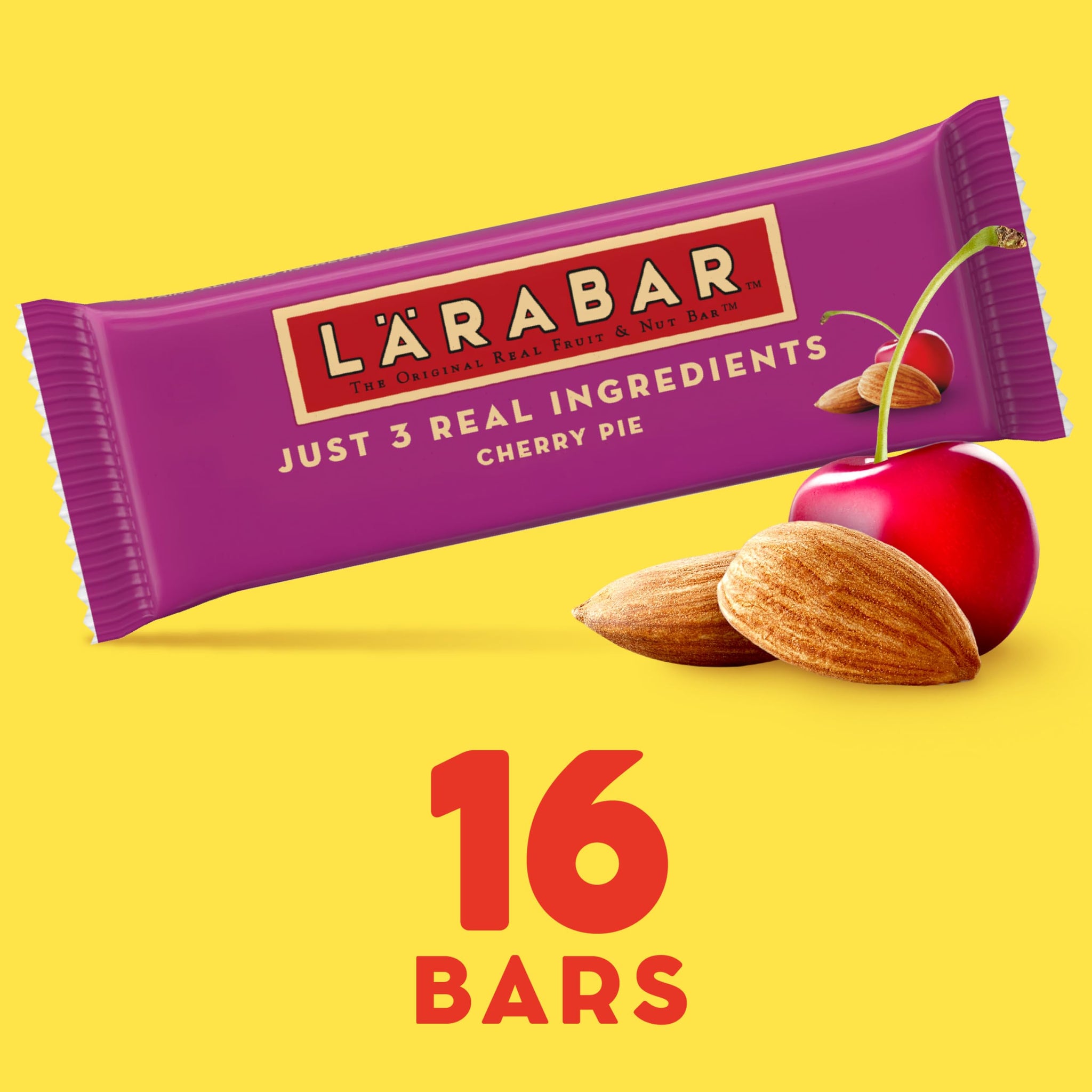 Larabar Gluten Free Bar, Cherry Pie, 1.7 oz Bars (16 Count), Whole Food Gluten Free Bars, Dairy Free Snacks