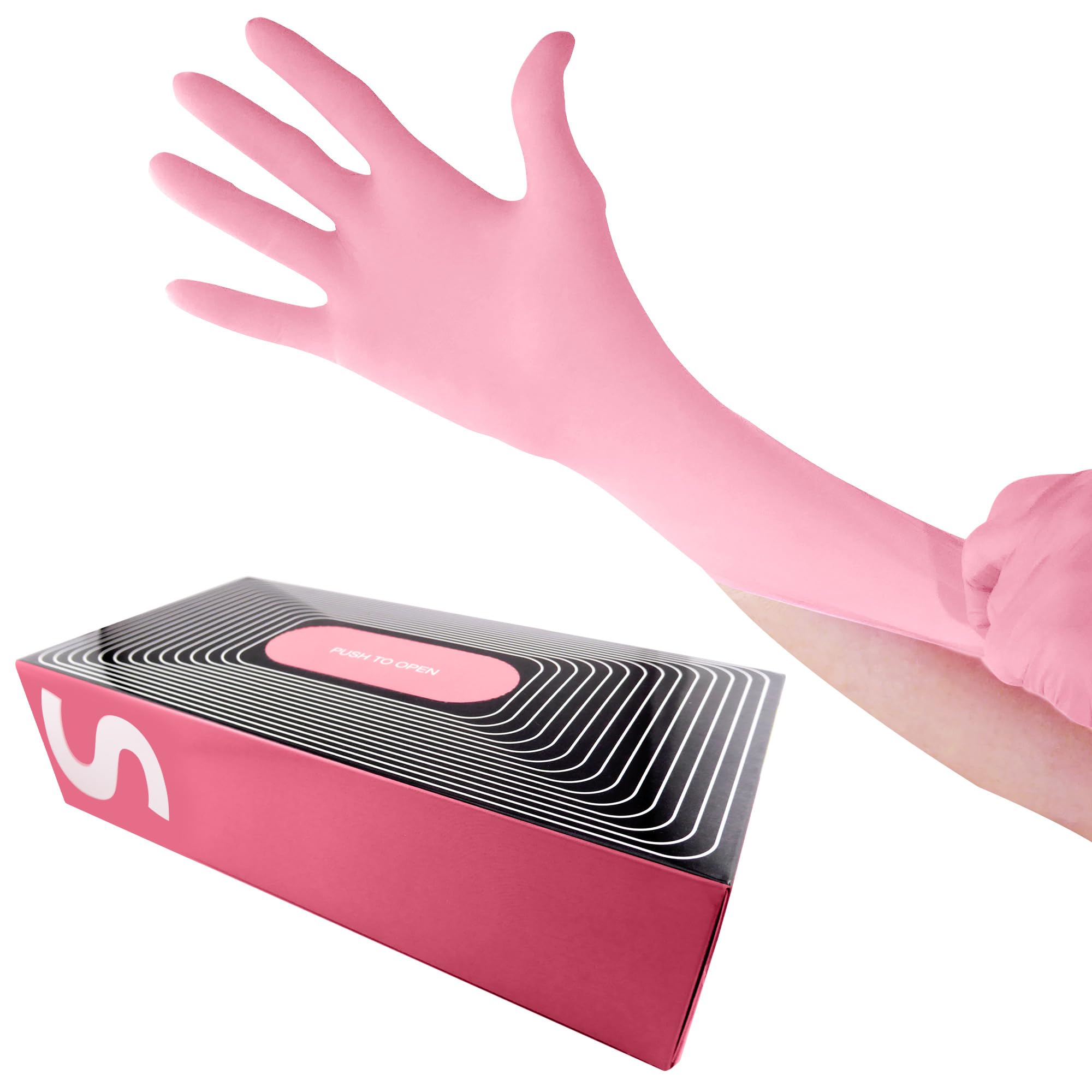Waxness Cosmetology Nitrile Gloves - Pink, Small Size, 100 pcs - Powder Free, Latex-Free Disposable Gloves for Waxing and Beauty Use