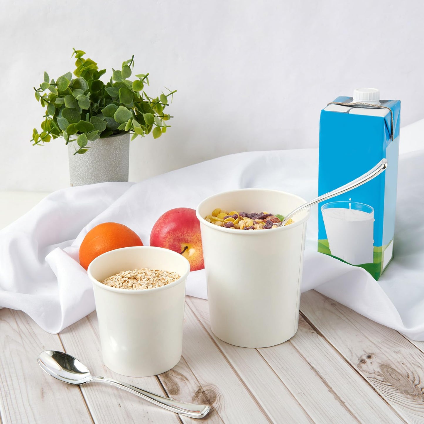 JOLLY PARTY 50pack 16oz Paper Soup Containers with Lids, Disposable Paper Food Cups, Ice Cream Cups, Food Storage with Lids, Microwavable and Freezer