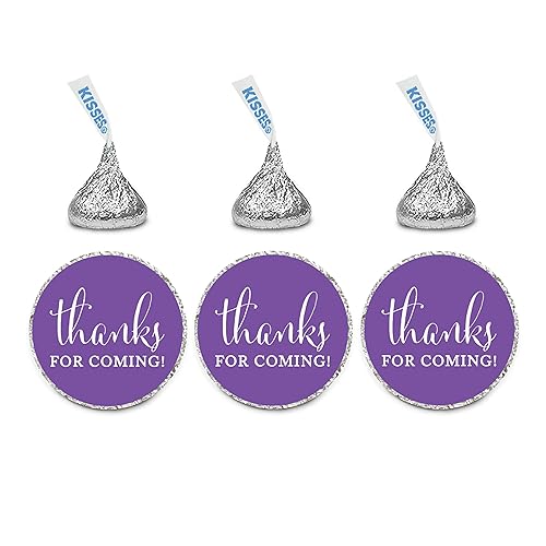 Andaz Press Chocolate Drop Labels Stickers, Thanks for Coming!, Royal Purple, 216-Pack, for Wedding Birthday Party Baby Bridal Shower Kisses Party