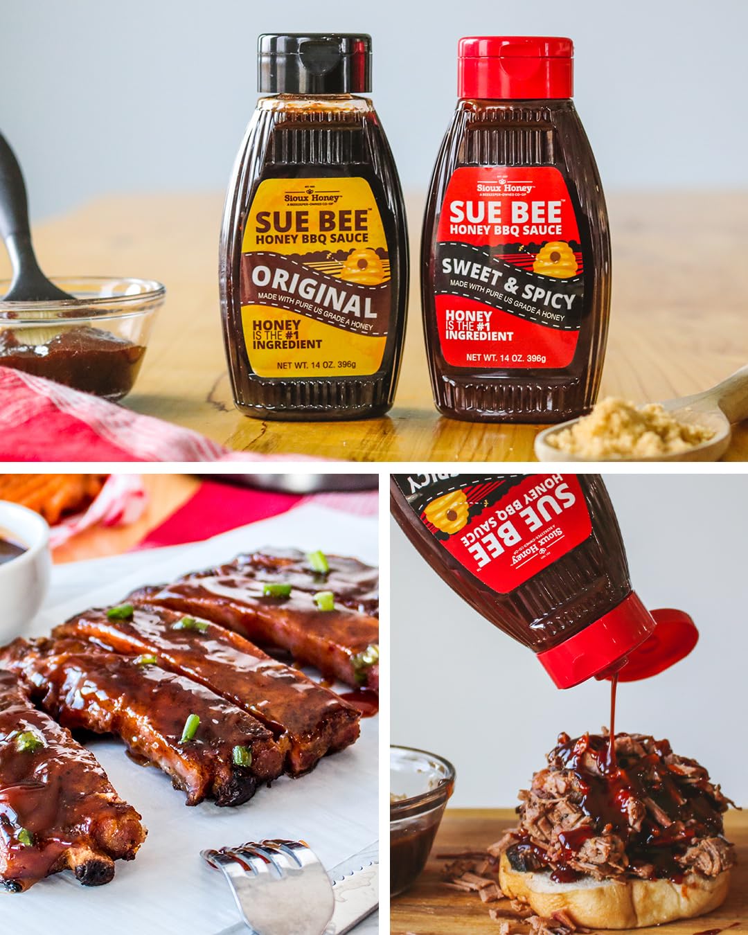 Sue Bee Honey BBQ Sauce, Sweet & Spicy, Made with Pure Honey, Gluten Free, 14 Ounce (Pack of 1)