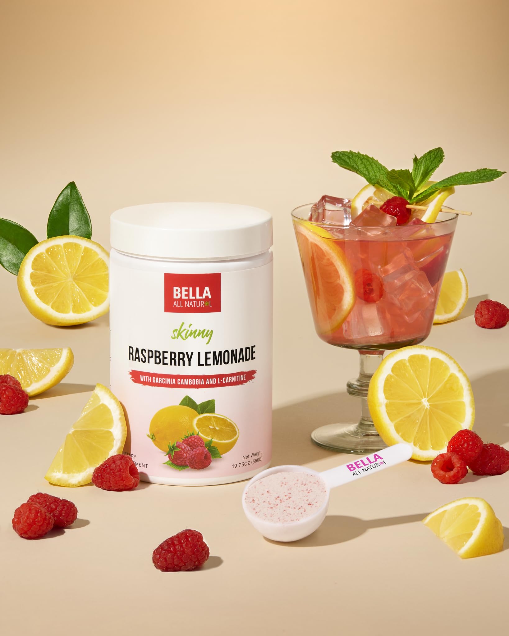 Bella All Natural Skinny Lemonade - Raspberry Flavor, 560g