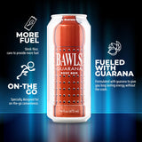 BAWLS Guarana Root Beer - Guarana Fueled Soda for Energy, High Caffeinated Drink, 16oz 24 Pack Cans