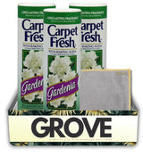 3x Carpet Fresh Gardenia Scent Carpet Odor Eliminator 14 oz Powder Bundle with Microfiber Cleaning Cloth - Eliminates Pet Odors, Provides Long-Lasting