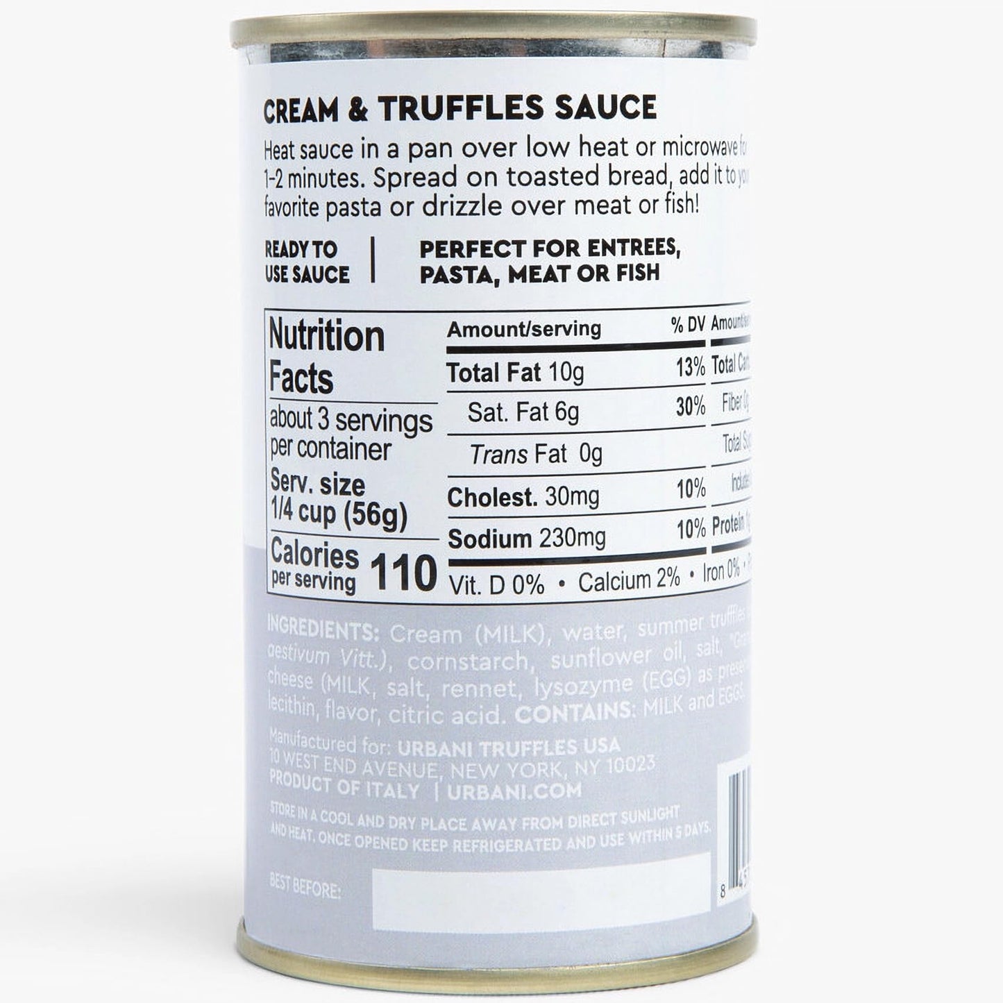 Cream & Black Truffle Sauce 6.4oz, Italian for Pasta, Pizza, Meat & Fish