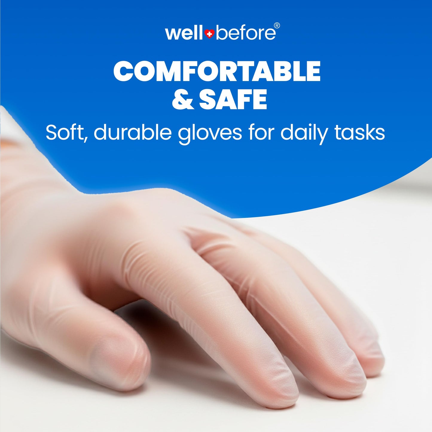 Well Before Disposable Synmax 4g Food Grade Vinyl Gloves, Clear, Medium, 200 Count - Latex-Free, Powder-Free Disposable Gloves for Healthcare & Food