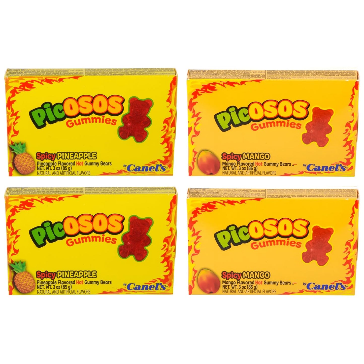 Canel’s Picosos Spicy Pineapple and Mango Flavor Gummy Bears - 3oz Theater Boxes (Pack of 4-12 Ounce Total) - Choose your Flavor - Sweet and Hot