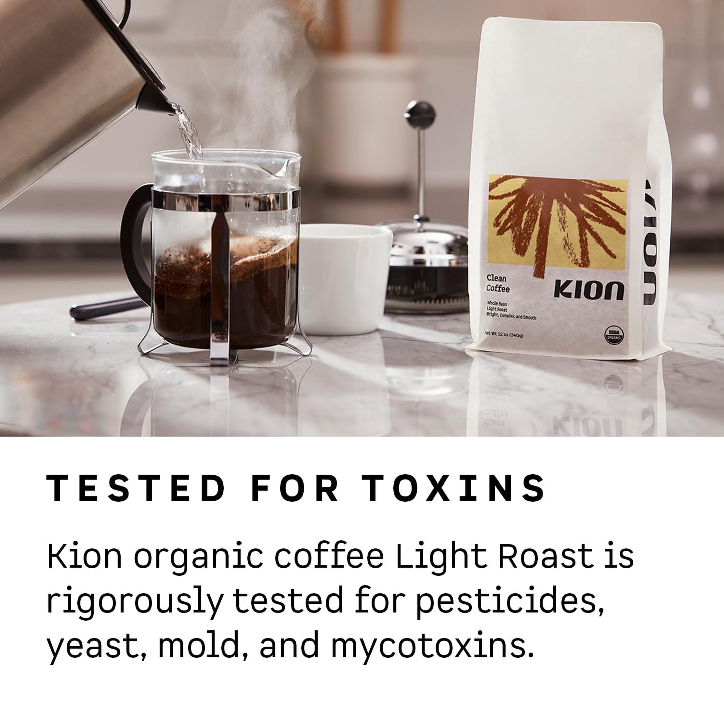 Kion Clean Coffee - Organic Whole Bean Coffee - Light Roast - 12 Oz