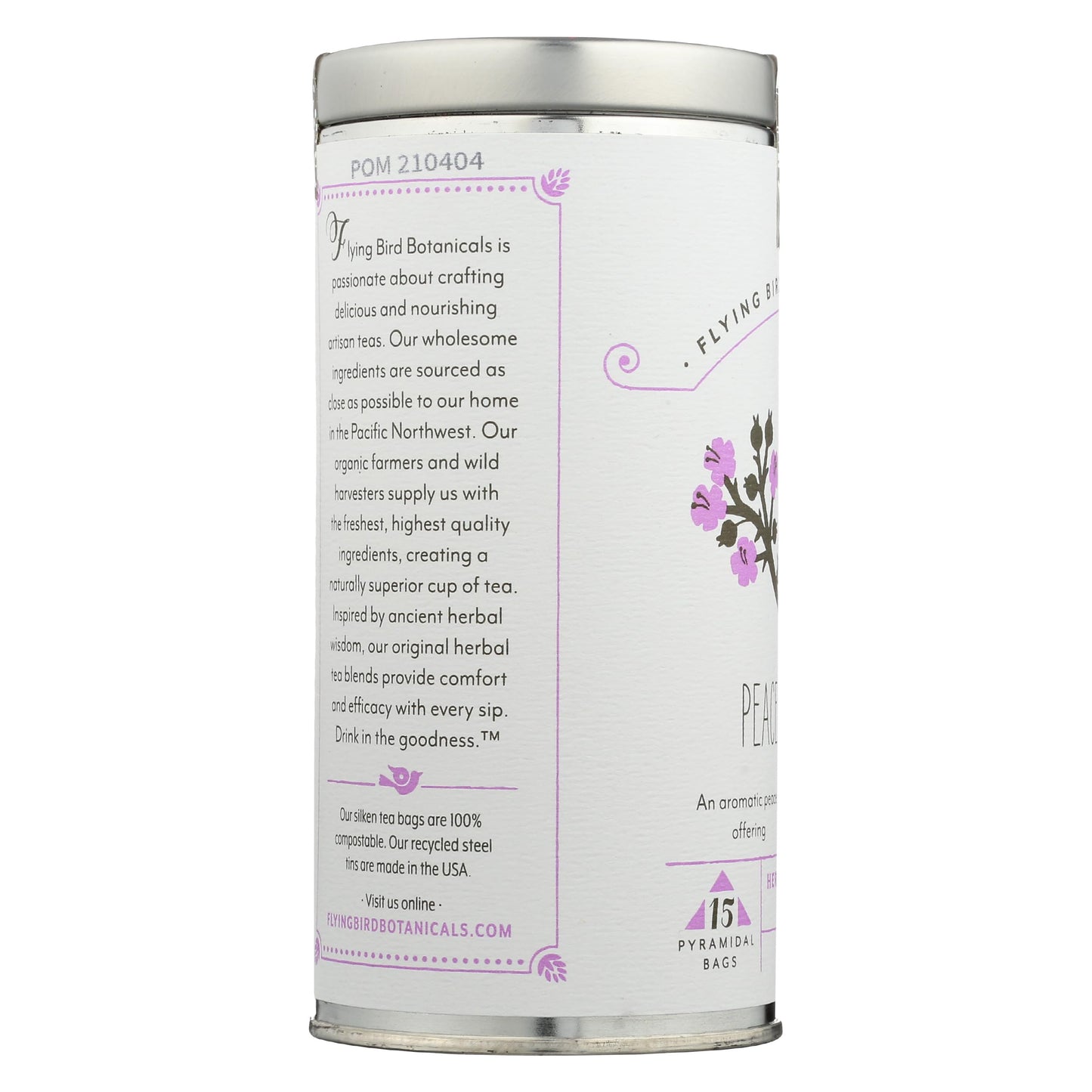 FLYING BIRD BOTANICALS Peace Of Mind Tea, 15 CT