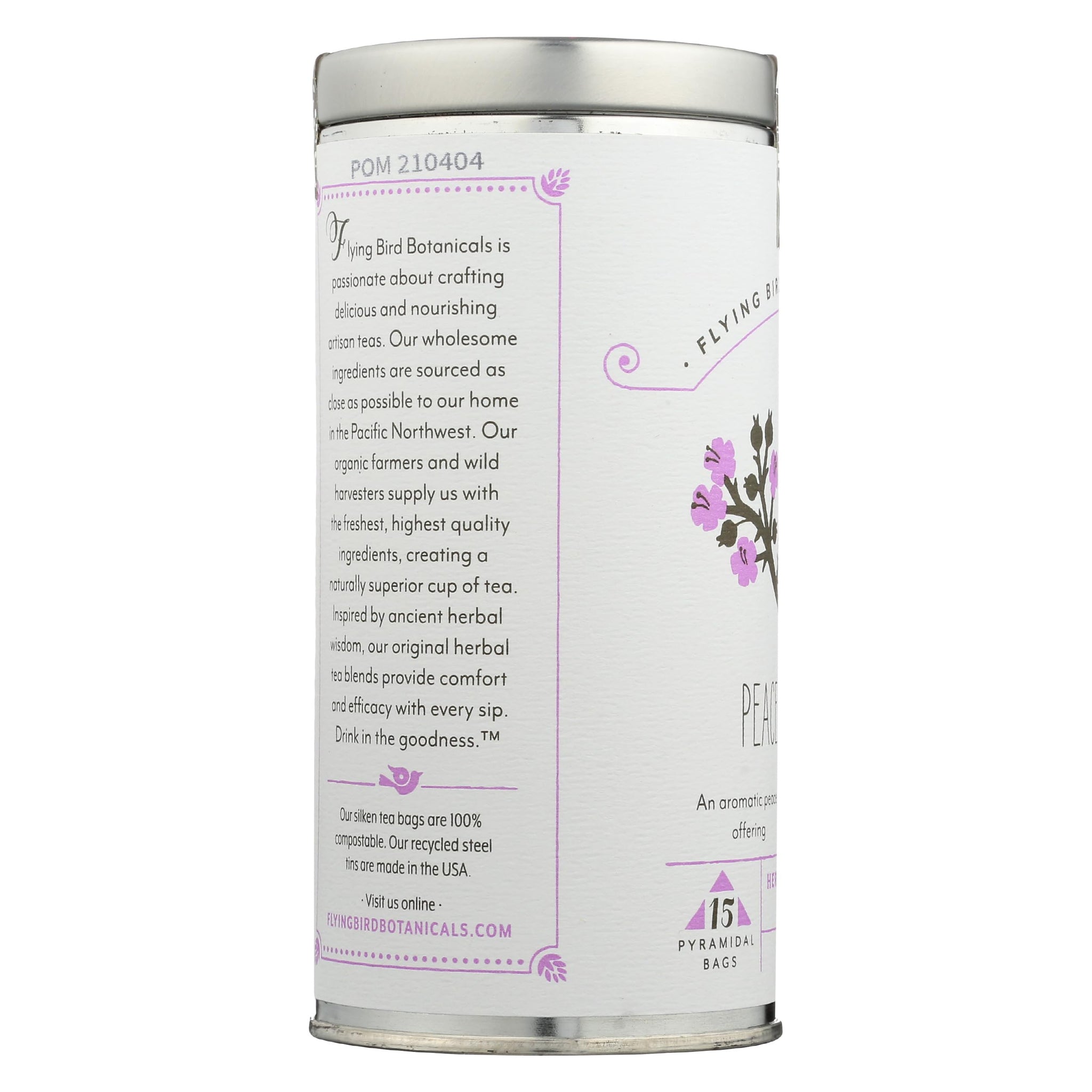 FLYING BIRD BOTANICALS Peace Of Mind Tea, 15 CT
