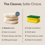 Vove Scrub Sponges 4 Pack, Cellulose & Cotton with Natural Loofah, Eco-Friendly Loofah Dish & Kitchen Sponges, Bathroom Scrubbing Pads, FSC-Certified