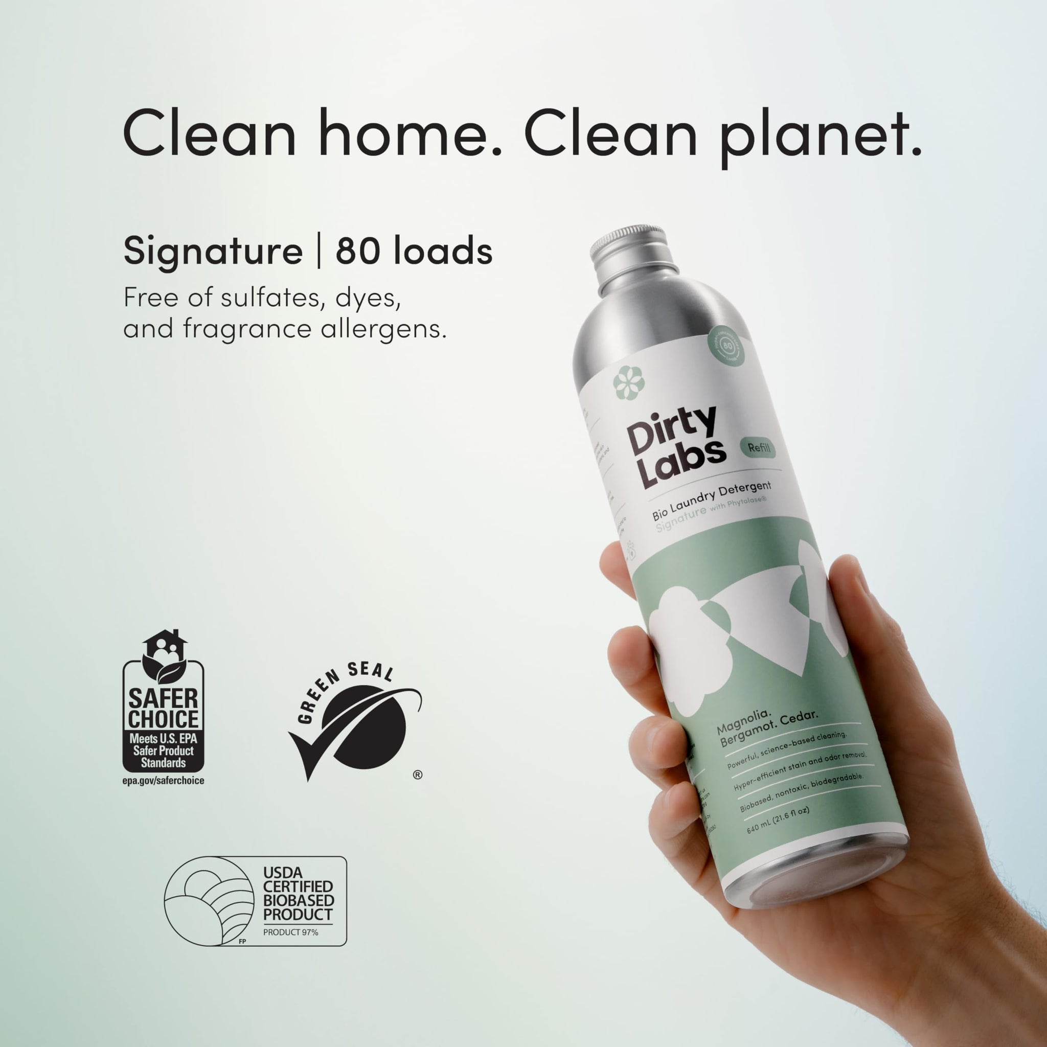 Dirty Labs | Signature Scent Bio-Liquid Laundry Detergent 80 Loads (21.6 fl oz) Hyper-Concentrated High Efficiency & Standard Machine Washing