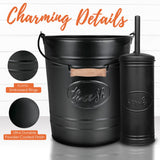Autumn Alley Farmhouse Bathroom Trash Can and Toilet Brush Set - Rustic Bathroom Accessories for Charming Bathroom Décor, Matte Black Heavy Gauge