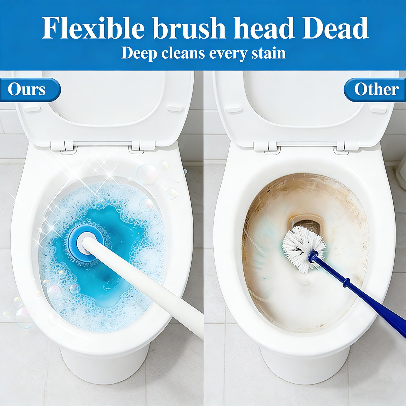 SOPAMI Disposable Toilet Cleaning System - Toilet Wand Kit with 32 High-Performance Refills, Wall Mounted Toilet Brush and Holder for Deep Cleaning