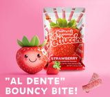 Bourbon Fettuccine Gummi Strawberry 6 -Pack - Japanese Tangy & Chewy Gummy Strips with Real Fruit Juice Share Size (5.29 OZ)
