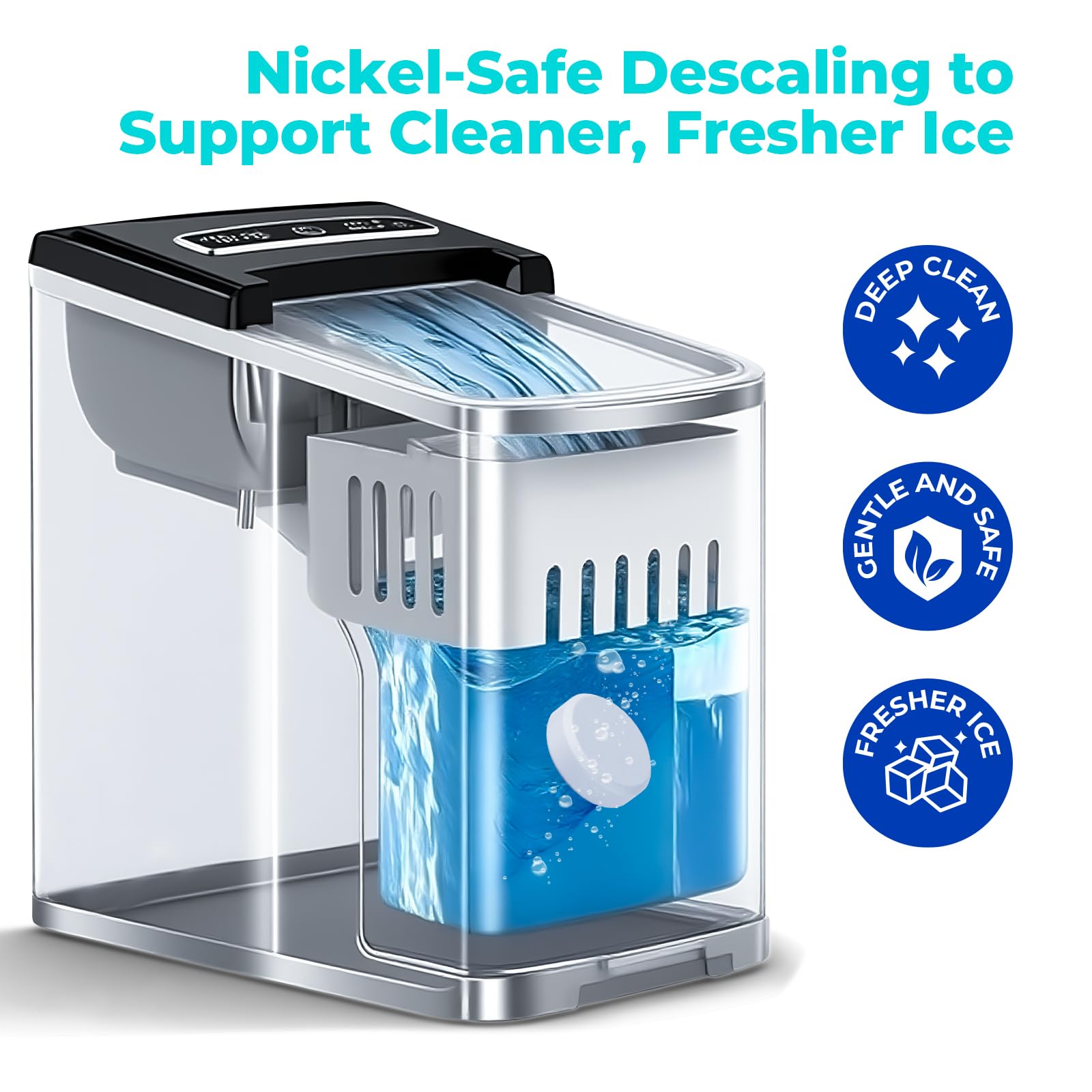 CleanCrown Ice Machine Cleaner (36 Pack), Ice Machine Descaler, Nickel Safe Cleaner and Descaler for Frigidaire, Opal, GE Profile, Kitchenaid