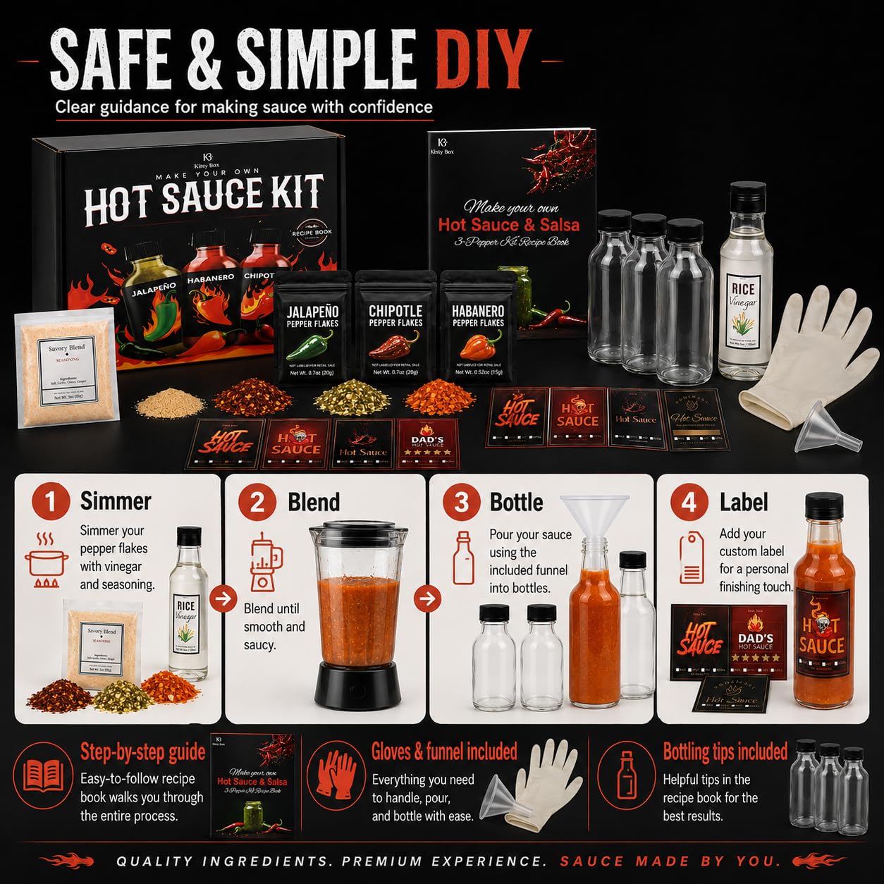 Hot Sauce Making Kit - Make Your Own Fresh Hot Sauce At Home, Gift Set