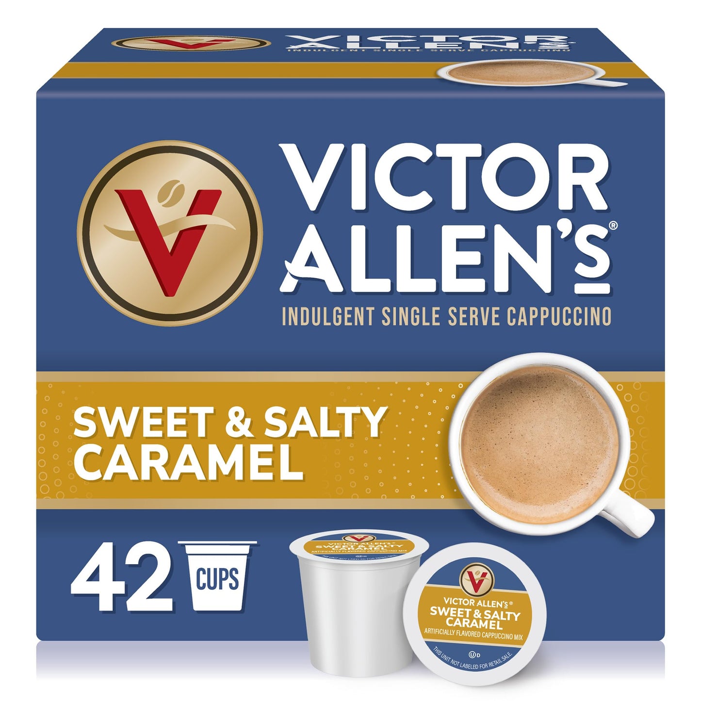 Victor Allen's Coffee Sweet and Salty Caramel Flavored Cappuccino Mix, 42 Count, Single Serve K-Cup Pods for Keurig K-Cup Brewers Brewers (Packaging