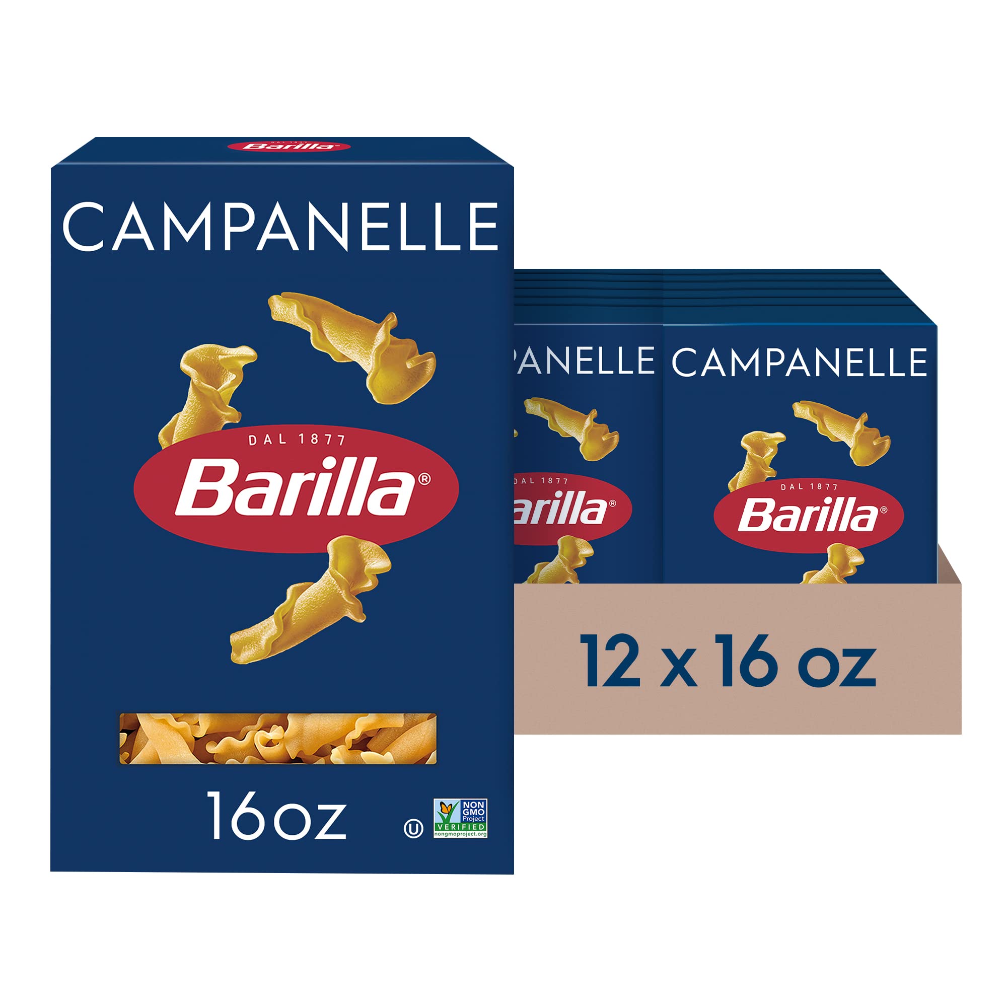 Barilla Campanelle Pasta, 16 oz. Box (Pack of 12) - Non-GMO, Made with Durum Wheat Semolina - Kosher Certified