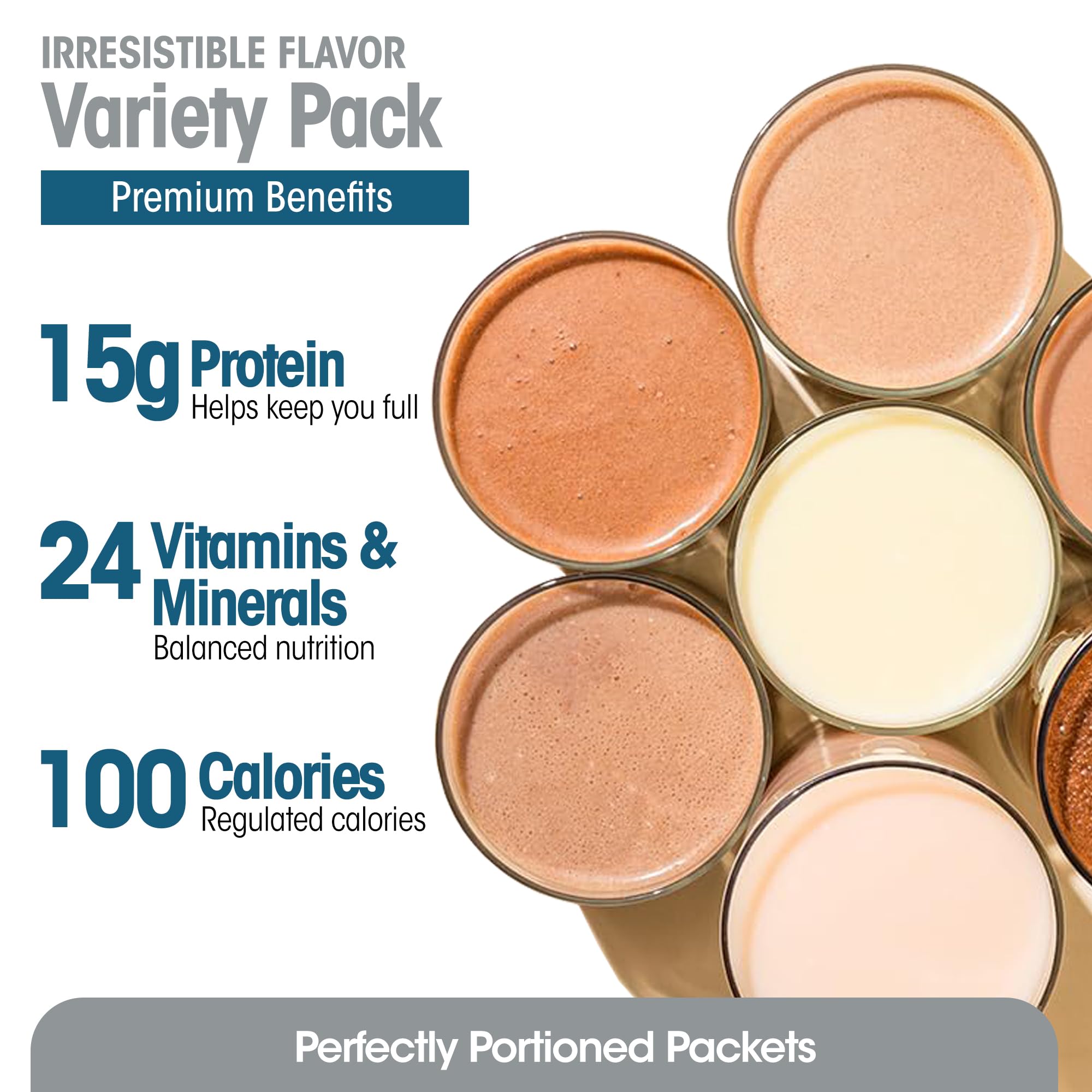 WonderSlim Meal Replacement Shake, Variety Pack, 15g Protein, 24 Vitamins & Minerals, Gluten Free (7ct)