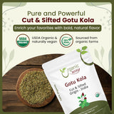 Organic Way Dried Gotu Kola Cut & Sifted (Centella asiatica) - Kosher & USDA Certified | Vegan, Non-GMO & Gluten Free | Tested for Heavy Metal