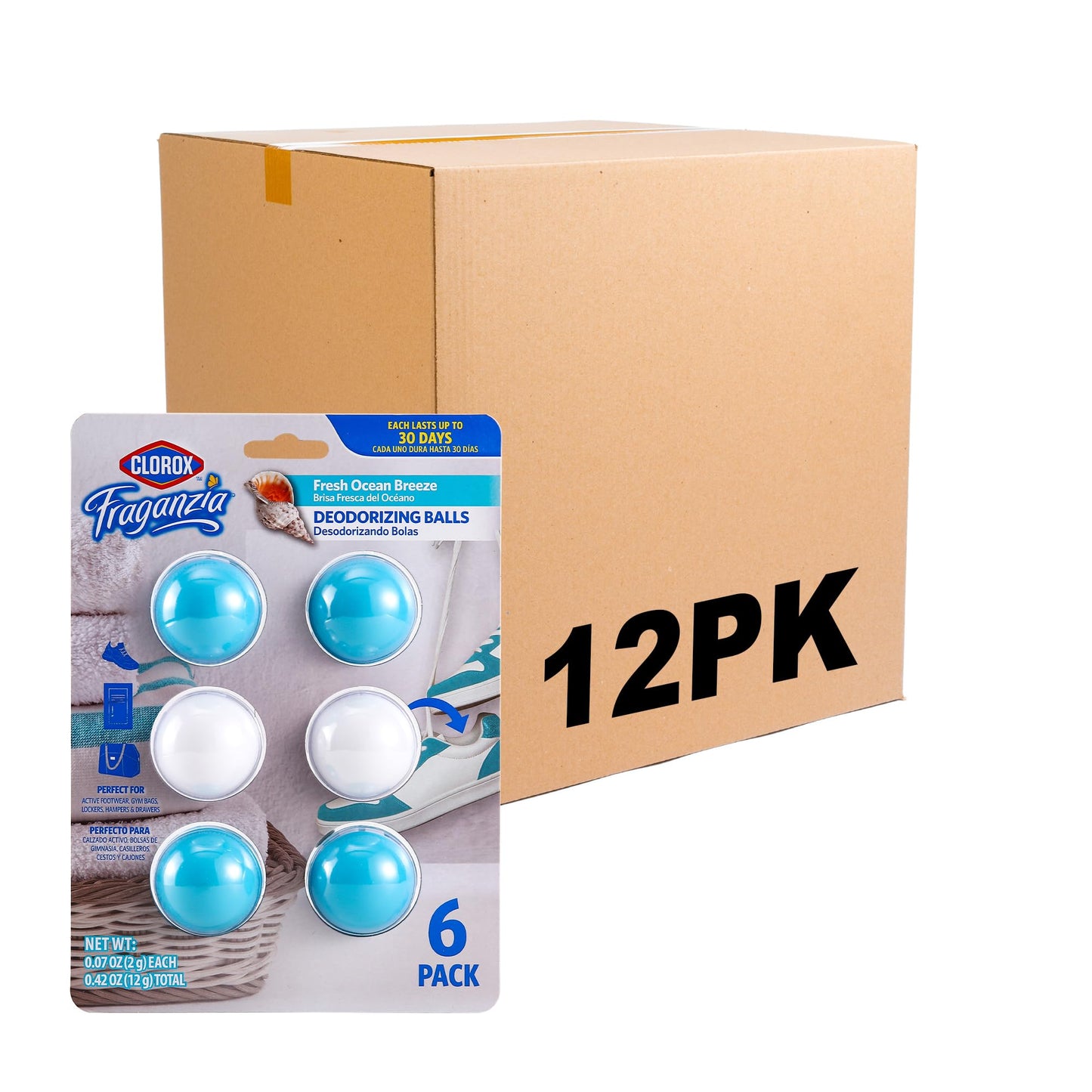 Clorox Fraganzia Deodorizing Balls for Shoes and Small Spaces, Twist-to-Activate No-Plug Odor Refresher Pods for Gym Bags, Lockers, Drawers