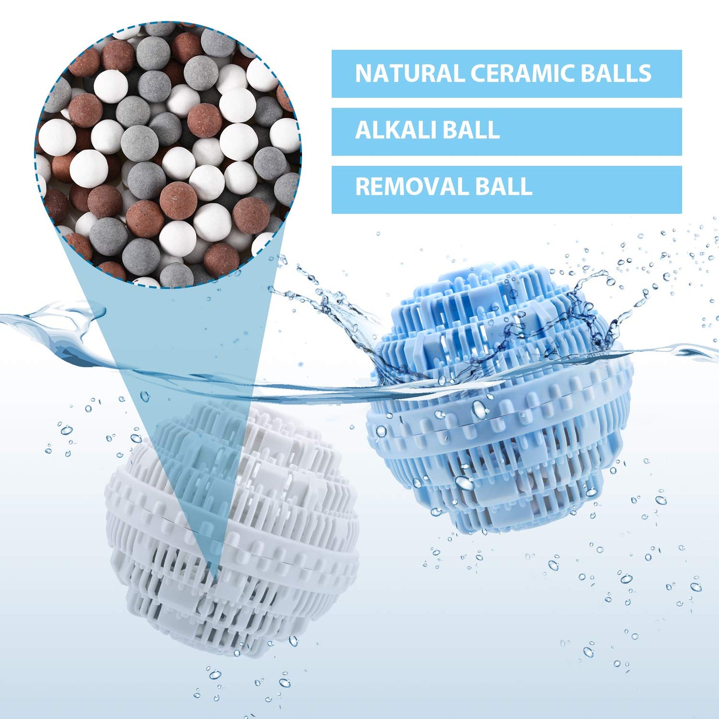 Boao 4 Pieces Laundry Ball, Natural Non Chemical Detergent Laundry Balls for Washing Machine Ultra Laundry Washer and Dryer Washing Ball Bundle(Blue