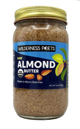 Wilderness Poets, Almond Butter - Organic Raw Nut Butter (1 Pound) - Vegan, Gluten Free, Non GMO, No Salt, No Sugar - Glass Jar