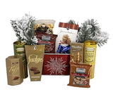 Gift Basket Village Christmas Elegance Gift Basket: Gourmet Wafers, Fudge, Popcorn, Pecan Candies, Cookies & Chocolates, Perfect Holiday Treat