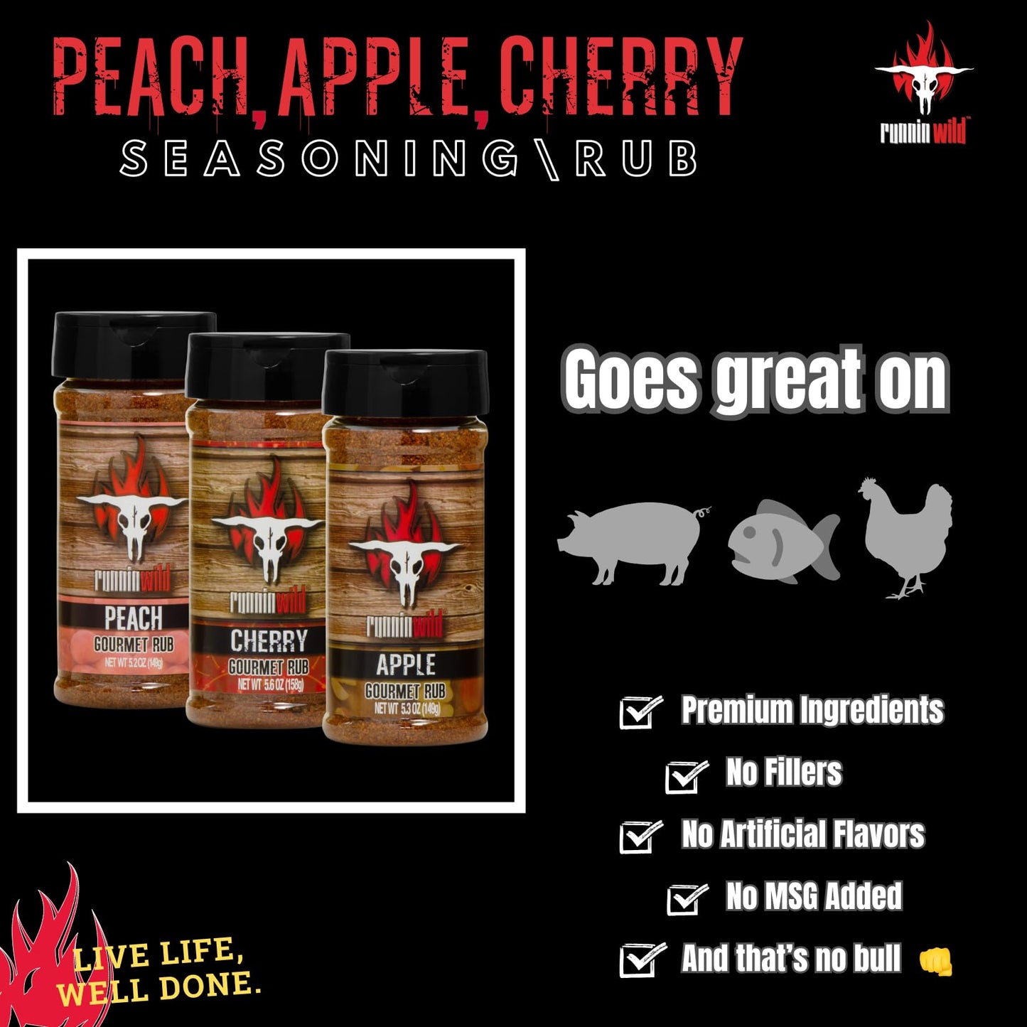 Sweet & Smoky BBQ Rub Gift Set for Grill Lovers - Fruit-Infused Peach, Apple & Cherry Rubs + Award-Winning BBQ Seasonings | Ultimate Smoking
