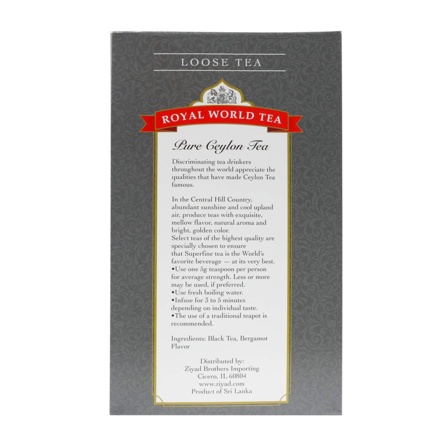 Royal World Loose Leaf Earl Grey Tea - Premium Blend of Bergamot & Ceylon Black Tea - Ideal for London Fog & Iced Drinks - Perfect for Recipes