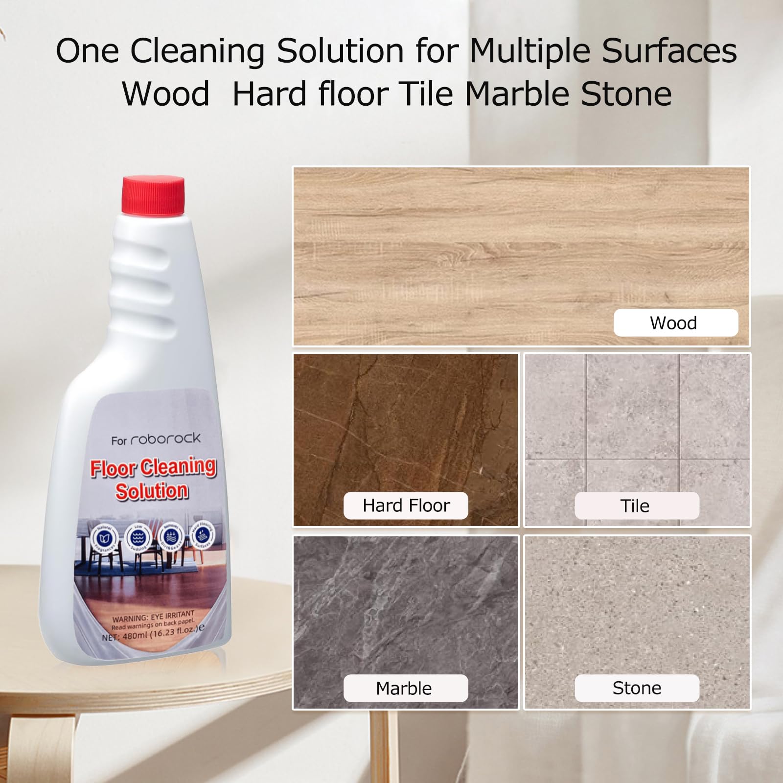 3 Pack Floor Solution for Roborock Floor Cleaning Solution Citrus Scented, Residue & Streak Free Deep Clean for Hardwood, Compatible with Roborock