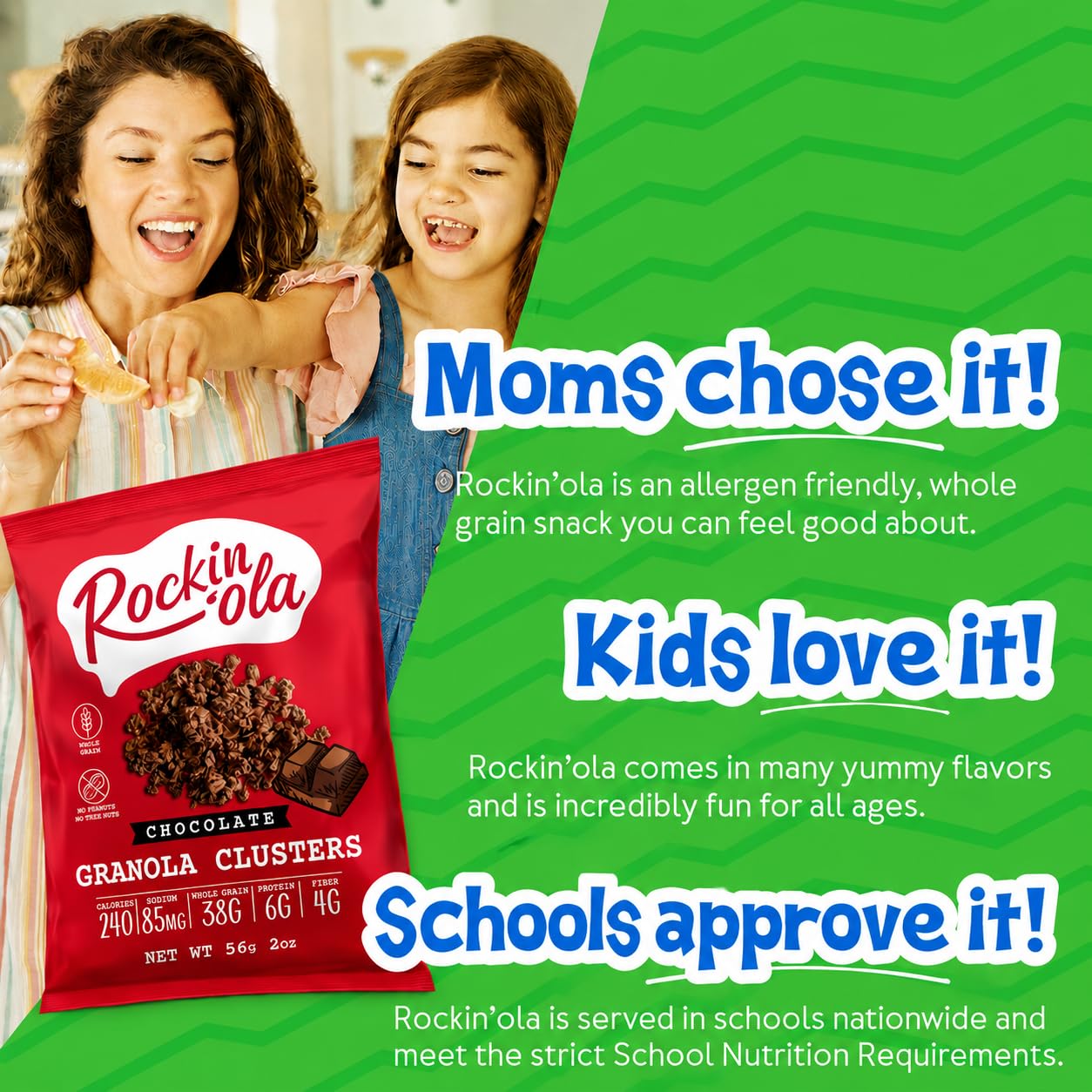 Rockin'Ola Granola Clusters, Quick Breakfast Snack, Allergen Free, No Artificial Flavors, Colors or Preservatives, On-The-Go Healthy Snack Packets (25