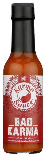 Bad Karma Hot Sauce | Hot With A Savory-Sweet Tang | No Preservatives, Vegan, Extract Free, Sugar Free, Paleo / Keto Friendly | Made In Finger Lakes